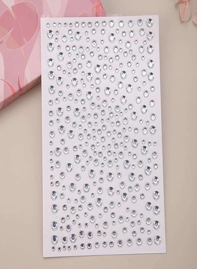ccHuDE 6 Sheets Self Adhesive Face Gems Makeup Rhinestones Stickers Stick on Face Jewels Eye Hair Body Gems Bling Sticky Gems for Festival Crafts Nail Decorations Clear ab - Image 4